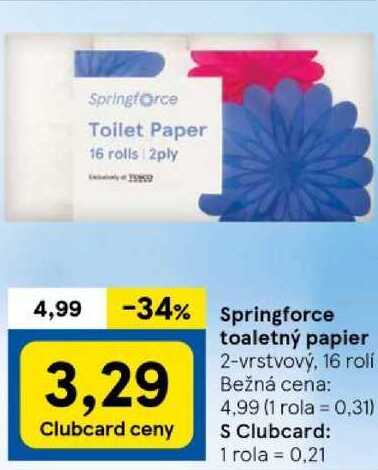 Springforce toaletný papier, 16 rolí 
