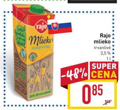 Rajo mlieko trvanlivé 3,5% 1 l