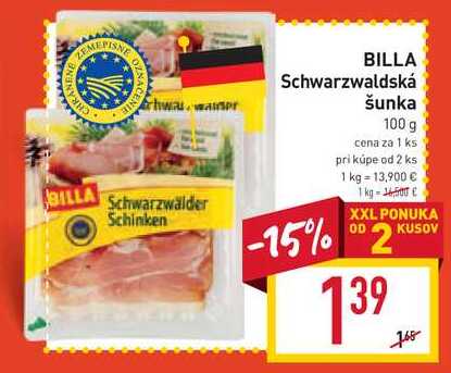 BILLA Schwarzwaldská šunka 100 g 