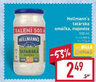 Hellmann's tatárska omáčka / majonéza 500 ml 