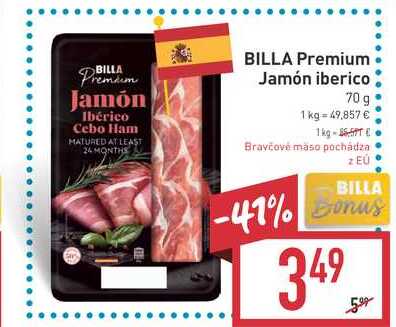 BILLA Premium Jamón iberico 70g