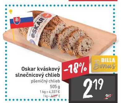 Oskar kváskový slnečnicový chlieb pšeničný chlieb 505 g