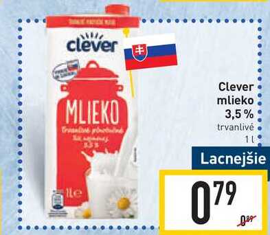 Clever mlieko 3,5% trvanlivé 1l