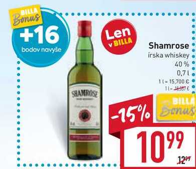 Shamrose írska whiskey 40% 0,7l 