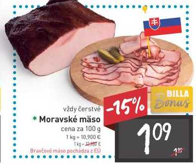 Moravské mäso cena za 100 g 
