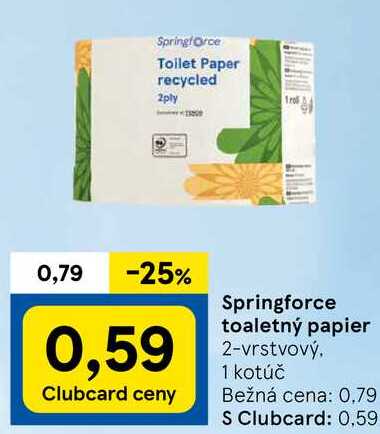 Springforce toaletný papier, 1 kotúč 