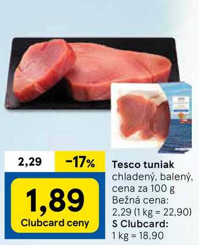 Tesco tuniak, cena za 100 g