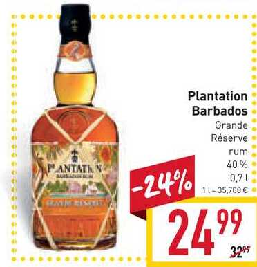Plantation Barbados Grande Réserve rum 40% 0,7l