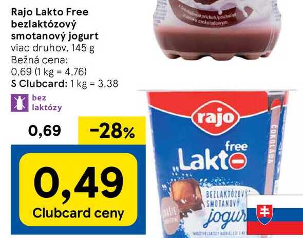 Rajo Lakto Free bezlaktózový smotanový jogurt, 145 g