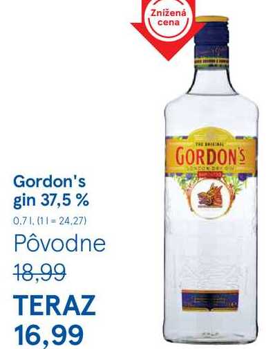 Gordon's gin 37,5%, 0,7 l v akcii