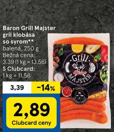 Baron Grill Majster gril klobása so syrom, 250 g