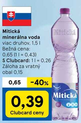 Mitická minerálna voda, 1,5 l