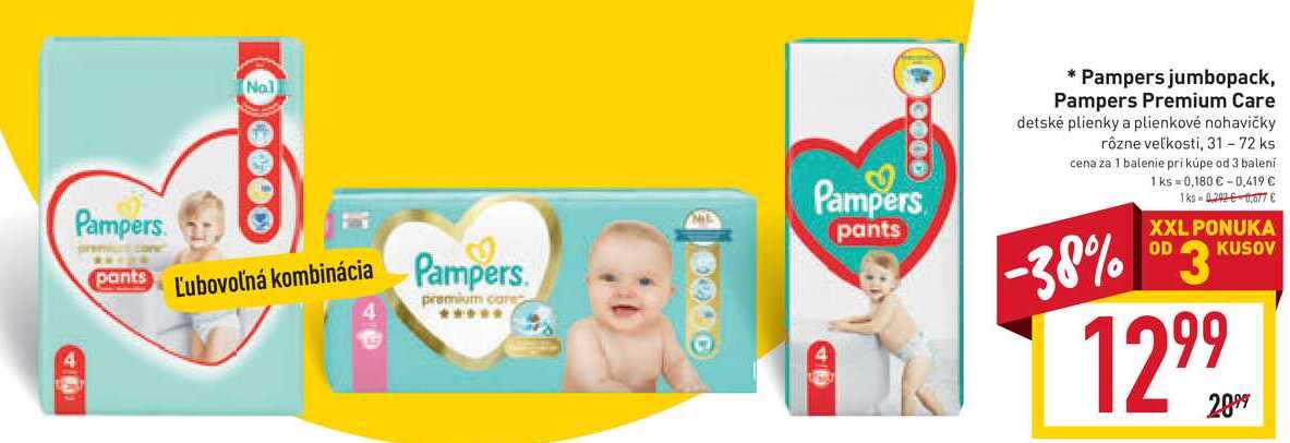 Pampers Premium Care detské plienky a plienkové nohavičky rôzne veľkosti, 31-72 ks 