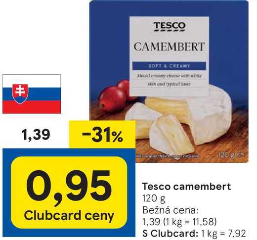 Tesco camembert, 120 g 
