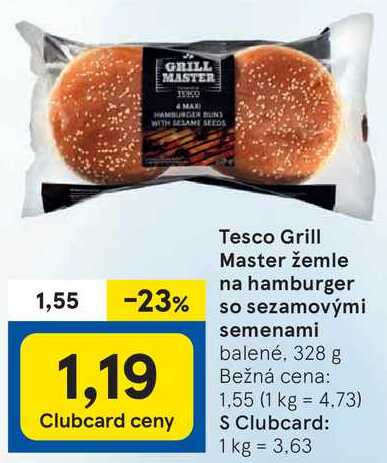 Tesco Grill Master žemle na hamburger so sezamovými semenami, 328 g