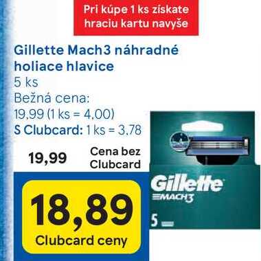 Gillette Mach3 náhradné holiace hlavice, 5 ks