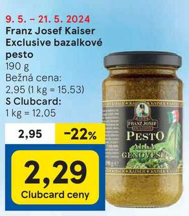 Franz Josef Kaiser Exclusive bazalkové pesto, 190 g