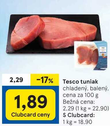 Tesco tuniak, cena za 100 g 