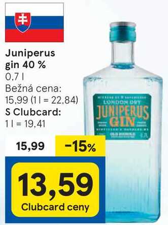 Juniperus gin 40%, 0,7 l v akcii
