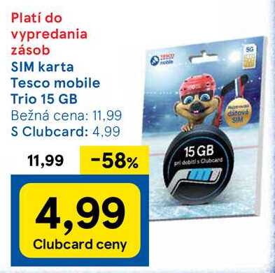 SIM karta Tesco mobile Trio 15 GB 