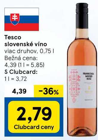 Tesco slovenské víno, 0,75 l v akcii