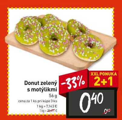 Donut zelený s motýlikmi 56 g 