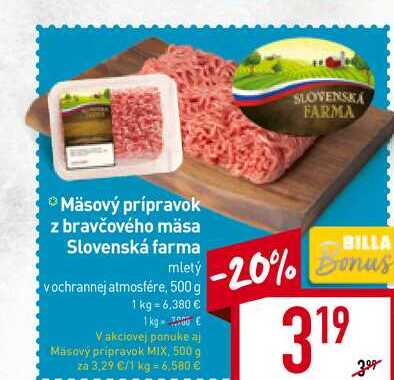 Mäsový prípravok z bravčového mäsa Slovenská farma mletý 500 g