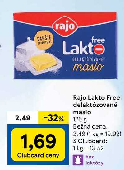 Rajo Lakto Free delaktózované maslo 125 g 