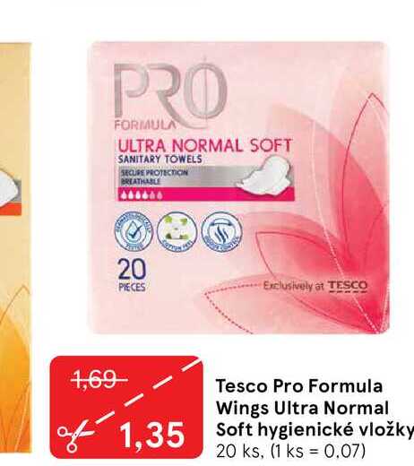 Tesco Pro Formula Wings Ultra Normal Soft hygienické vložky 20 ks