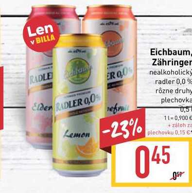 Eichbaum Zähringer nealkoholický radler 0,0% rôzne druhy plechovka 0,5l