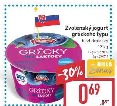 Zvolenský jogurt gréckeho typu: bezlaktózový 125 g 