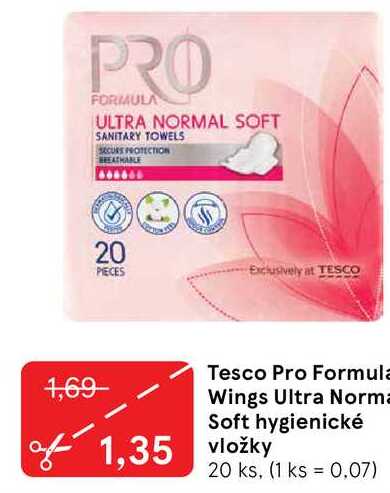 Tesco Pro Formula Wings Ultra Norma Soft hygienické vložky, 20 ks