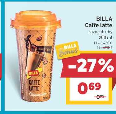 BILLA Caffe latte rôzne druhy 200 ml