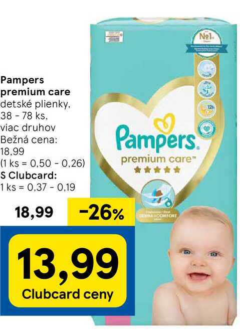 Pampers premium care detské plienky. 38 - 78 ks
