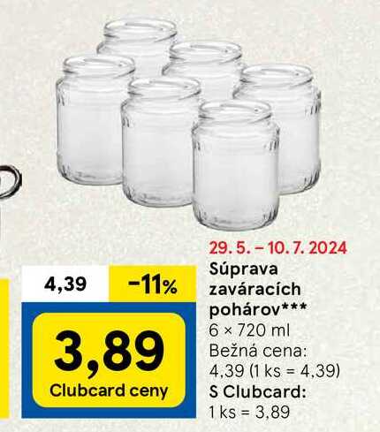 Súprava zaváracích pohárov 6 x 720 ml