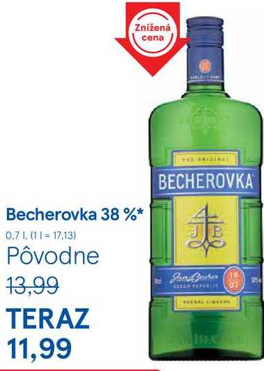Becherovka 38 %, 0,7 l