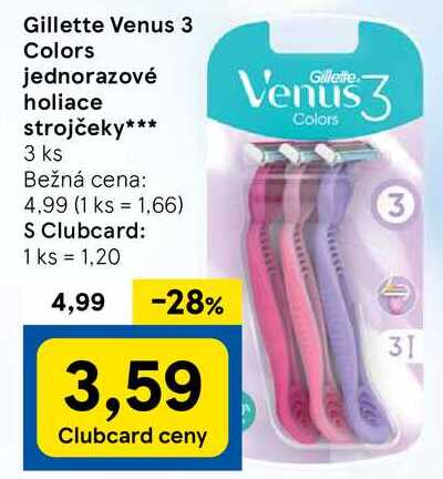 Gillette Venus 3 Colors jednorazové holiace strojčeky, 3 ks