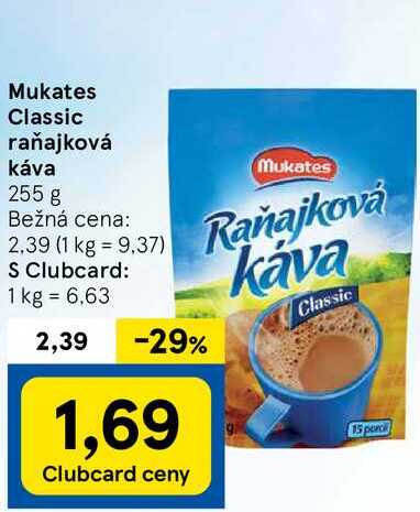 Mukates Classic raňajková káva, 255 g