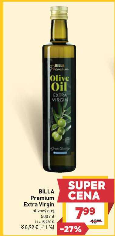 BILLA Premium Extra Virgin olivový olej 500 ml  v akcii