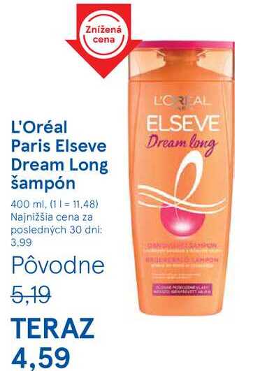 L'Oréal Paris Elseve Dream Long šampón, 400 ml
