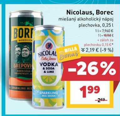 Nicolaus, Borec miešaný alkoholický nápoj plechovka, 0,25l