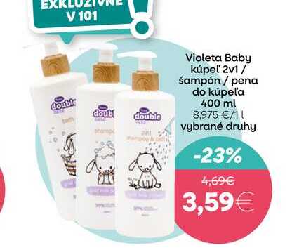 Violeta Baby kúpeľ 2v1/ šampón / pena do kúpeľa 400 ml 