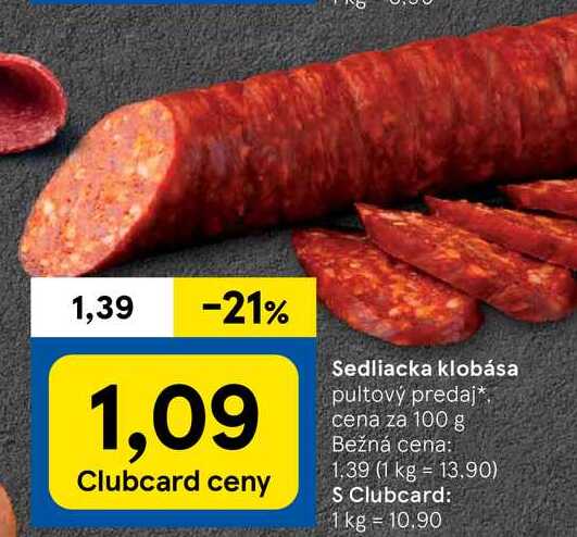 Sedliacka klobása, cena za 100 g