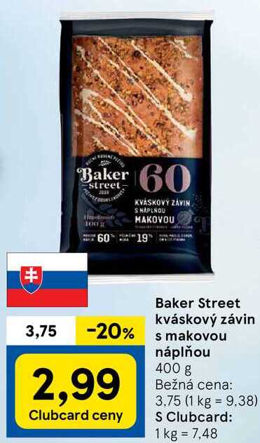 Baker kváskový závin s makovou náplňou, 400 g 