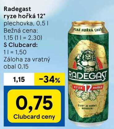 Radegast ryze hořká 12°, 0,5 l