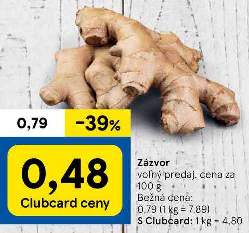 Zázvor, cena za 100 g 