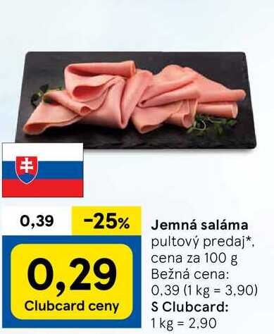 Jemná saláma, cena za 100 g