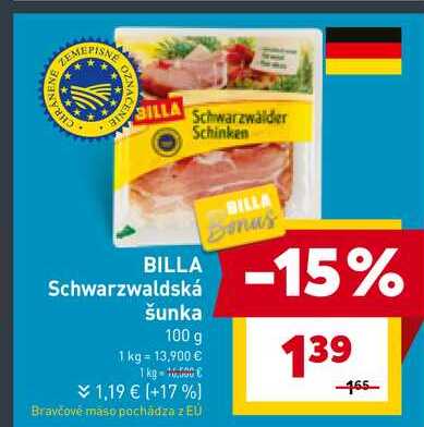 BILLA Schwarzwaldská šunka 100 g