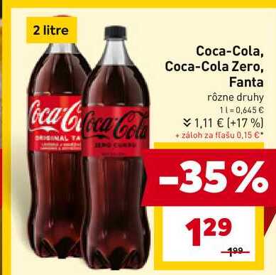 Coca-Cola 2 l, vybrané druhy 2l