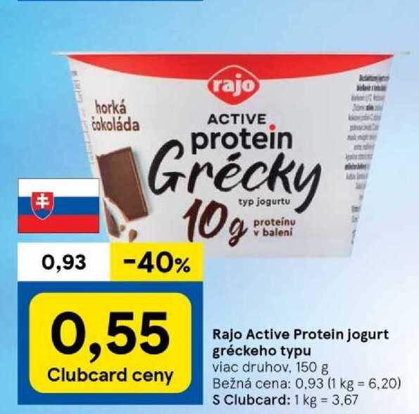 Rajo Active Protein jogurt gréckeho typu viac druhov, 150 g